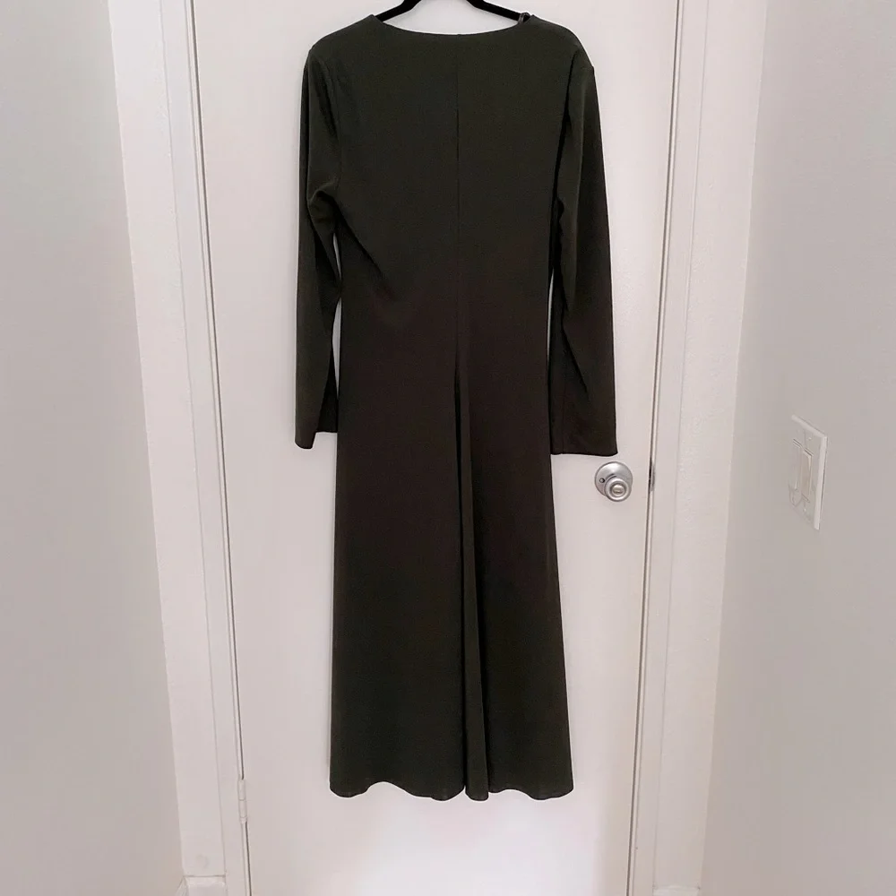 New! Zara Zippered Long Green Dress - Picture 6 of 7